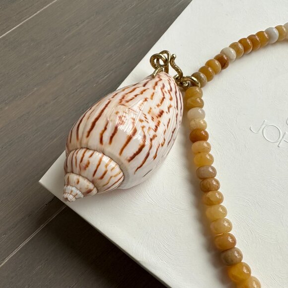 ULLA JOHNSON spiral shell pendant necklace yellow opal w/ box beaded vol… - Picture 6 of 7